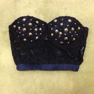 Reverse Multi Studded Lace Bustier
